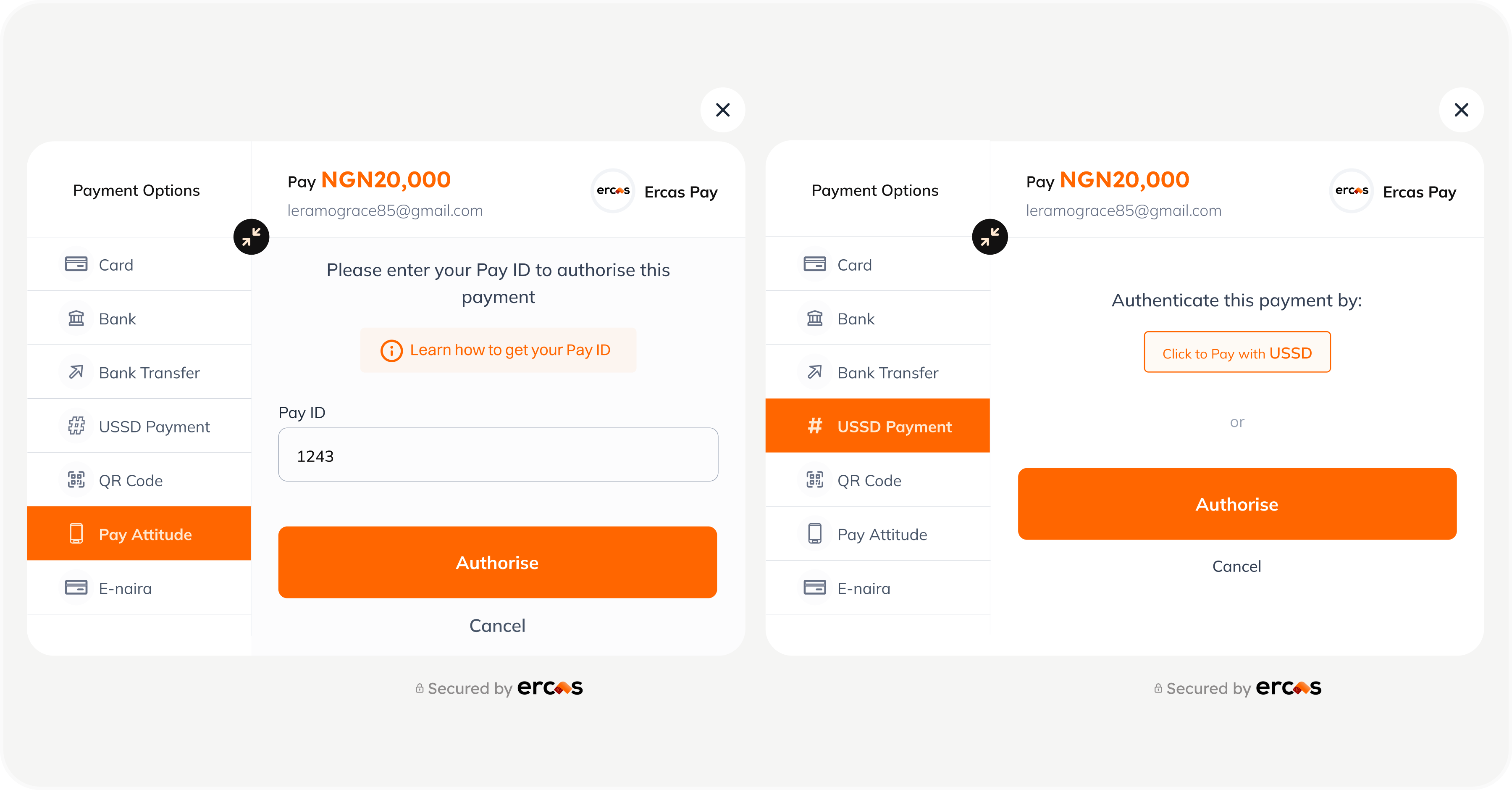 Different snapshot of the dashboard and a pop up showing the virtual account modal