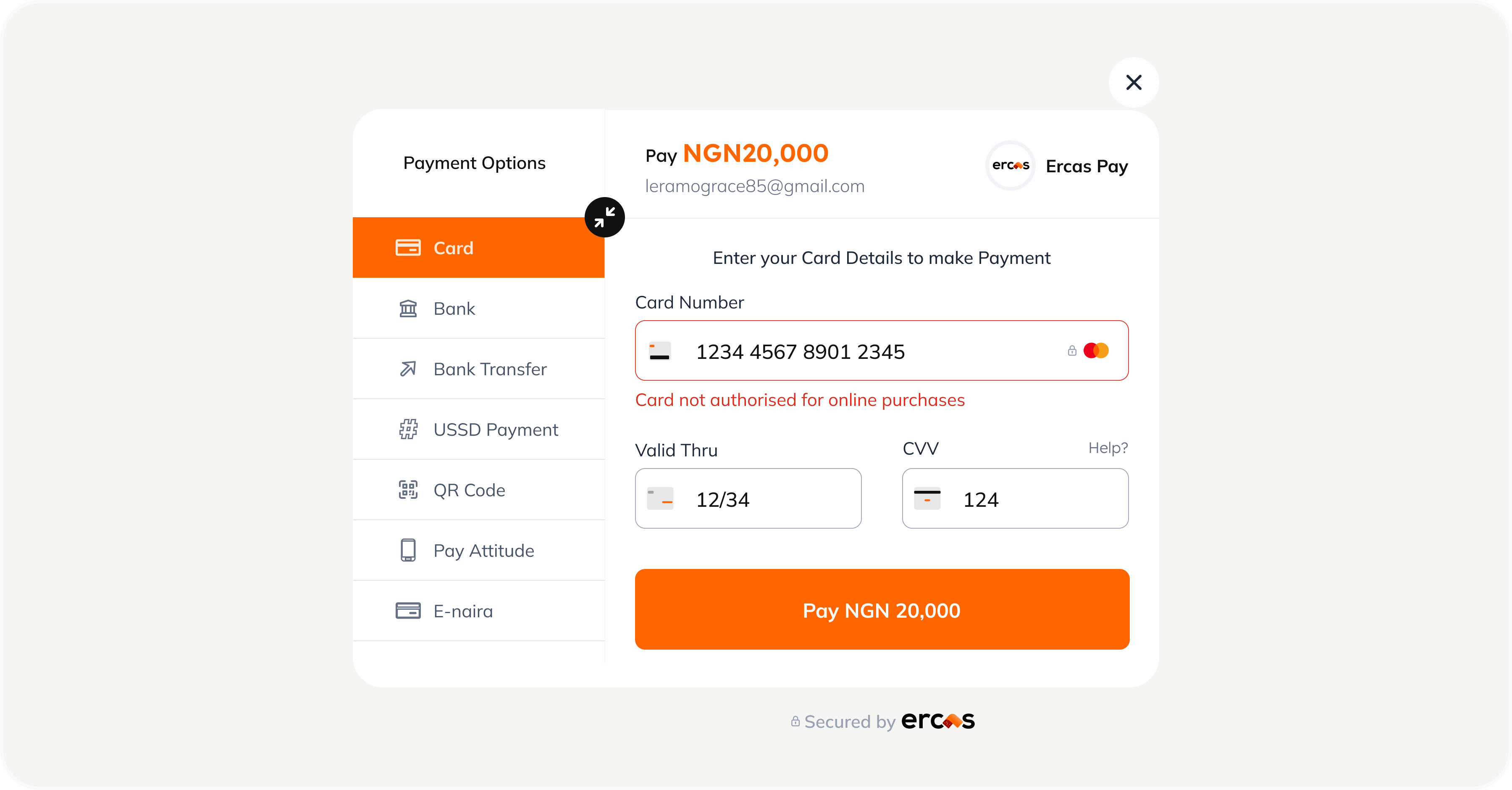 The visuals for the onboarding flow of the Ercas merchant dashboard