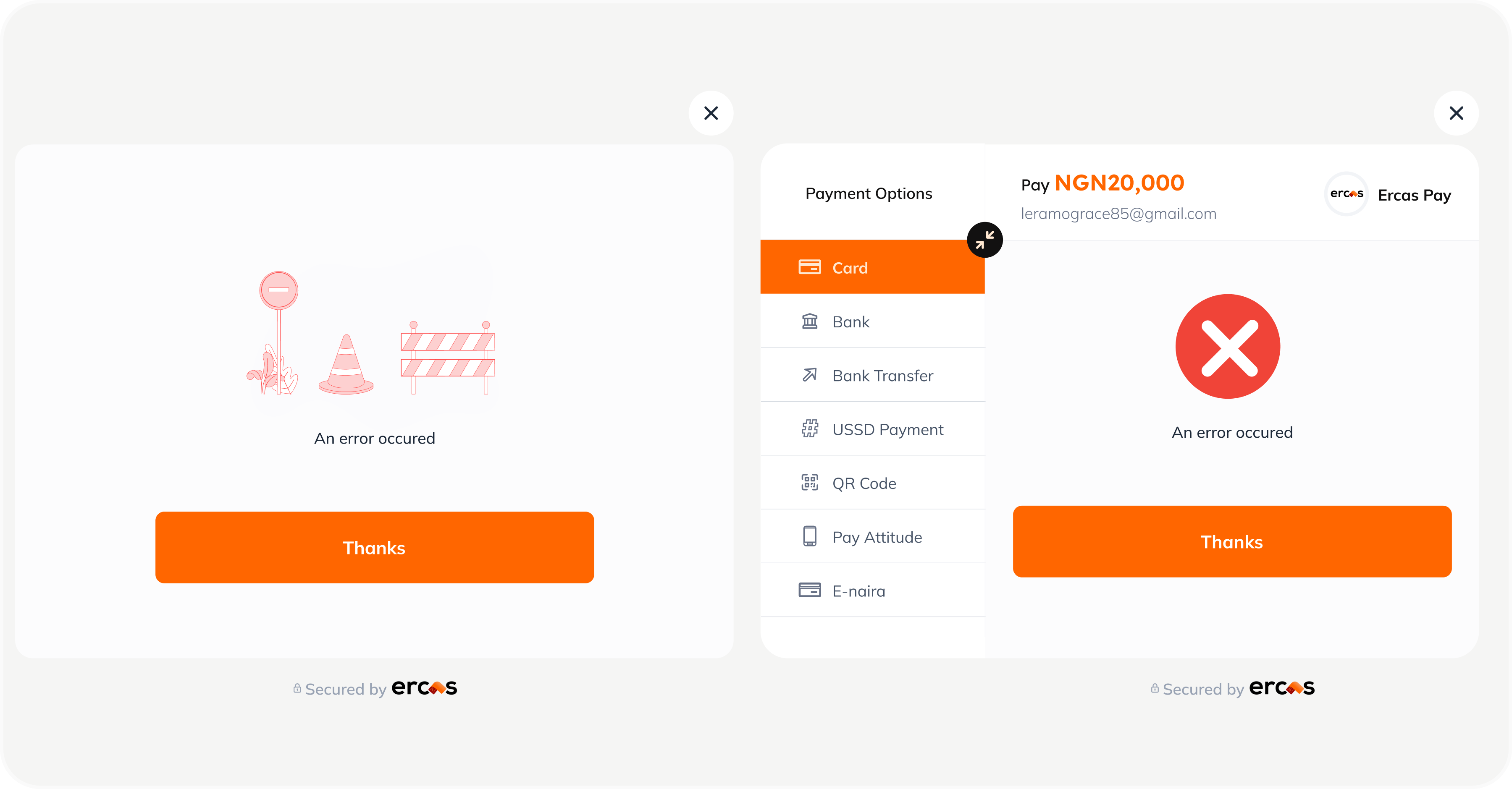 The visuals for the onboarding flow of the Ercas merchant dashboard